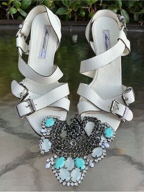 Brian Atwood White Strappy Sandals